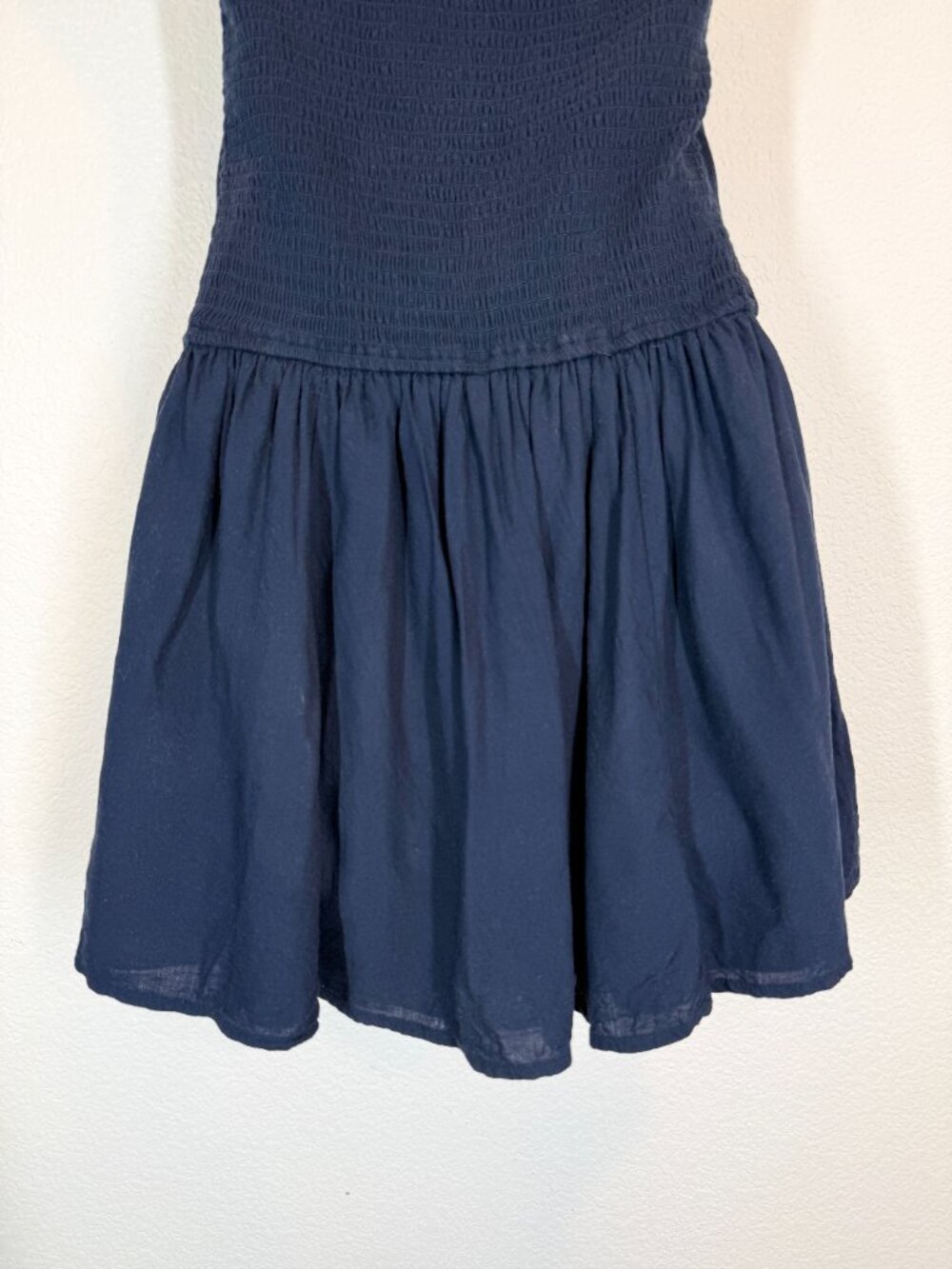Hollister Navy Blue Smocked Halter Mini Dress Size Small - Picture 6 of 11